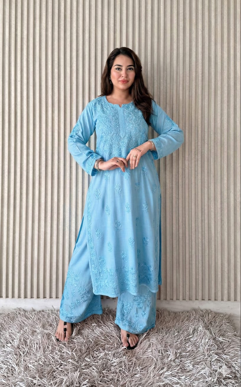 Lucknowi Chikankari Plazo Set